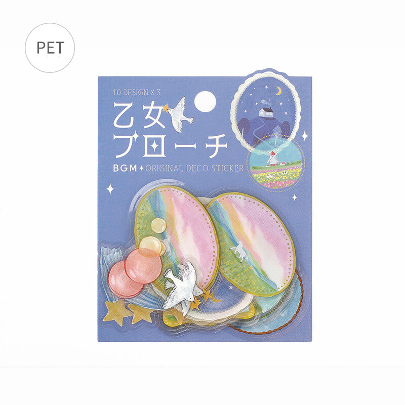 BGM PET Sticker Flakes Maiden Brooch Landscape