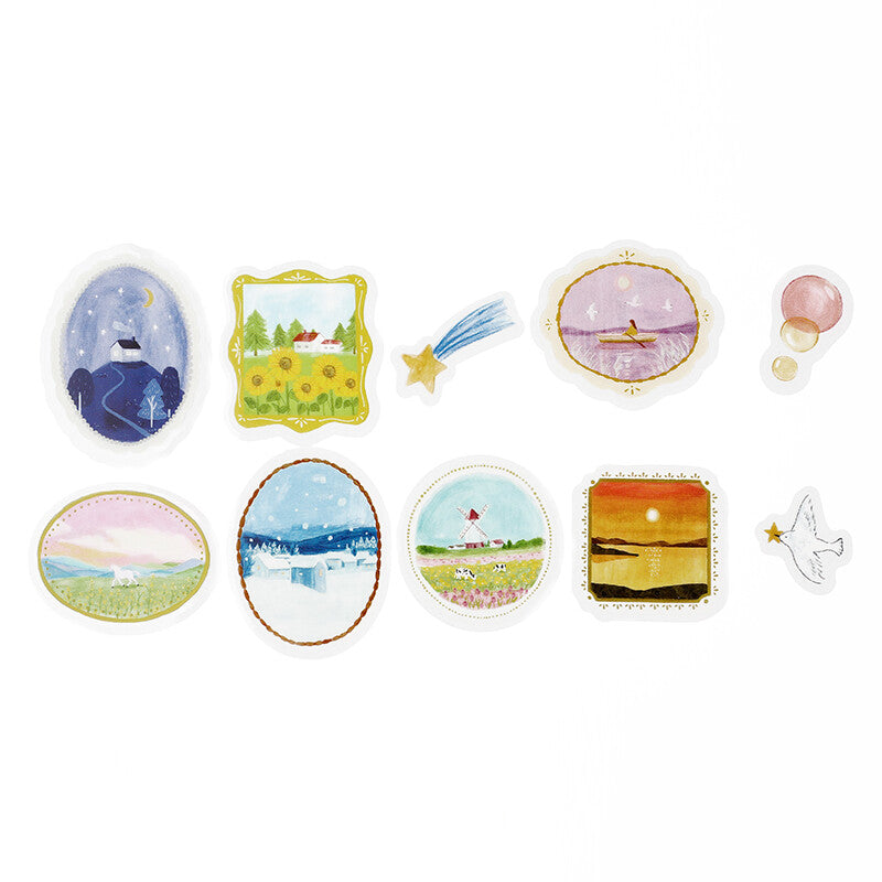 BGM PET Sticker Flakes Maiden Brooch Landscape