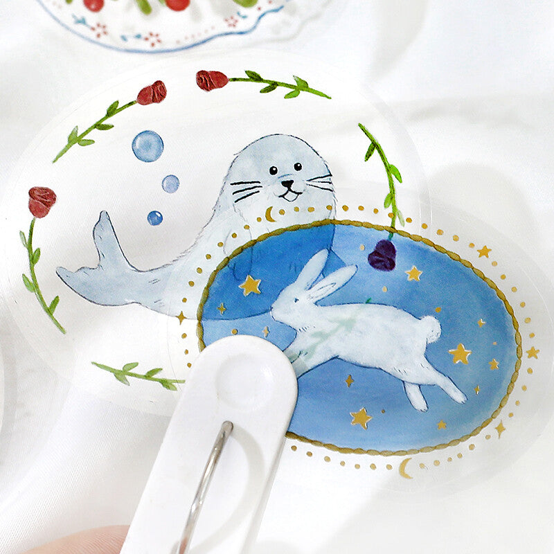 BGM PET Sticker Flakes Maiden Brooch Animals