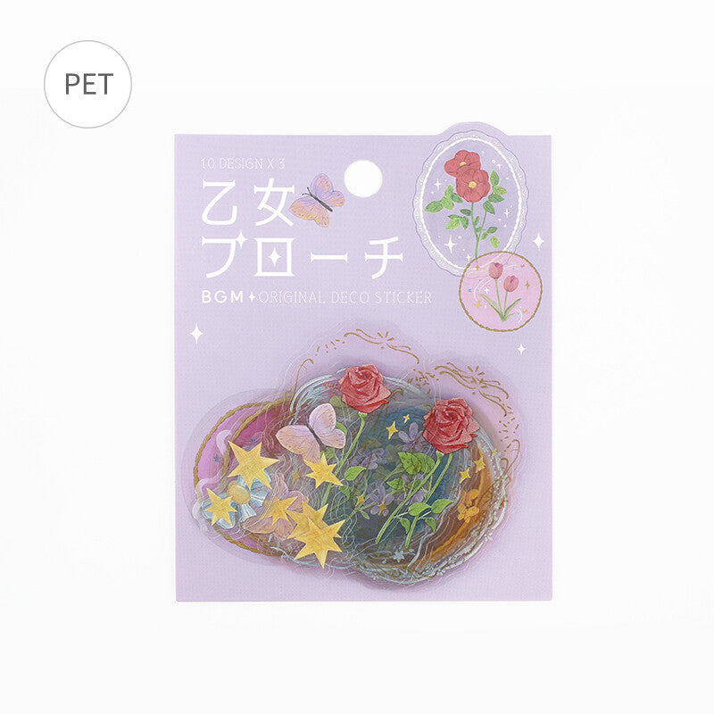 BGM PET Sticker Flakes Maiden Brooch Flowers