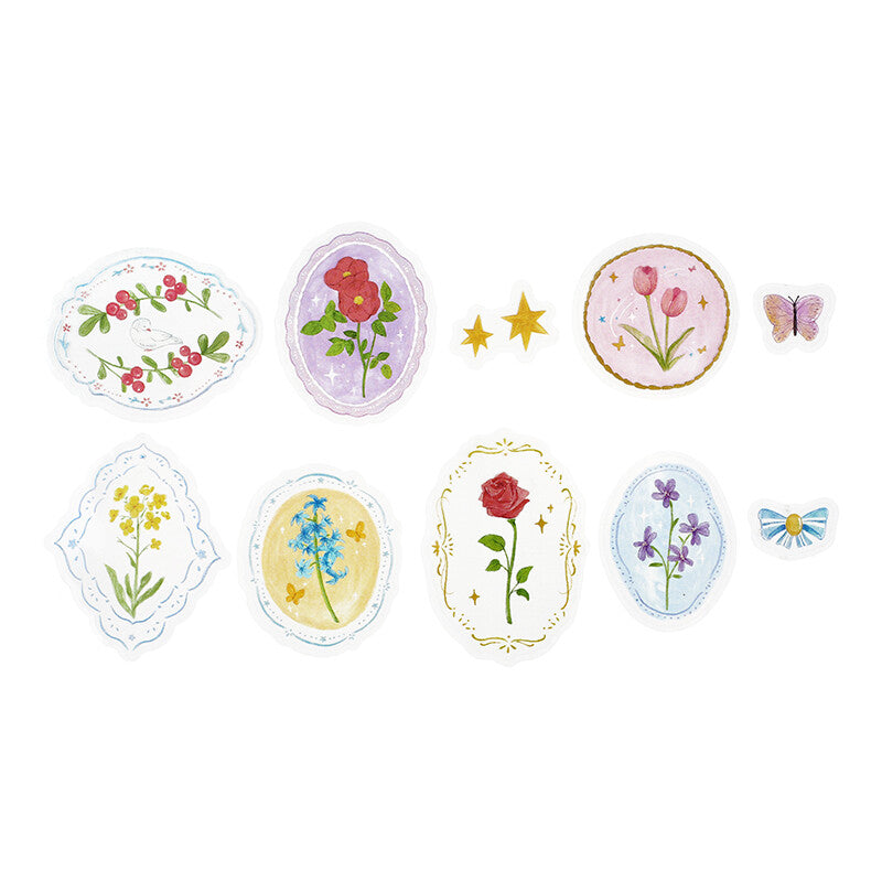 BGM PET Sticker Flakes Maiden Brooch Flowers