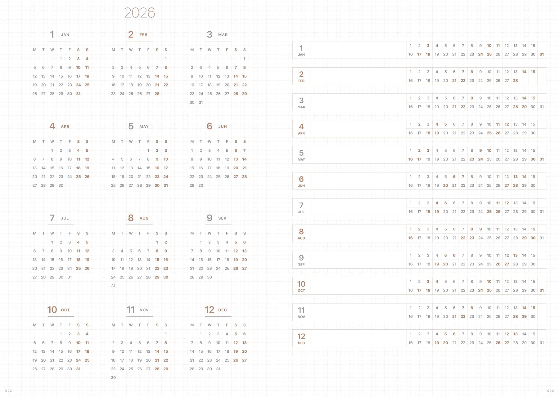 2026 MEDIUM WEEKS PLANNER B6