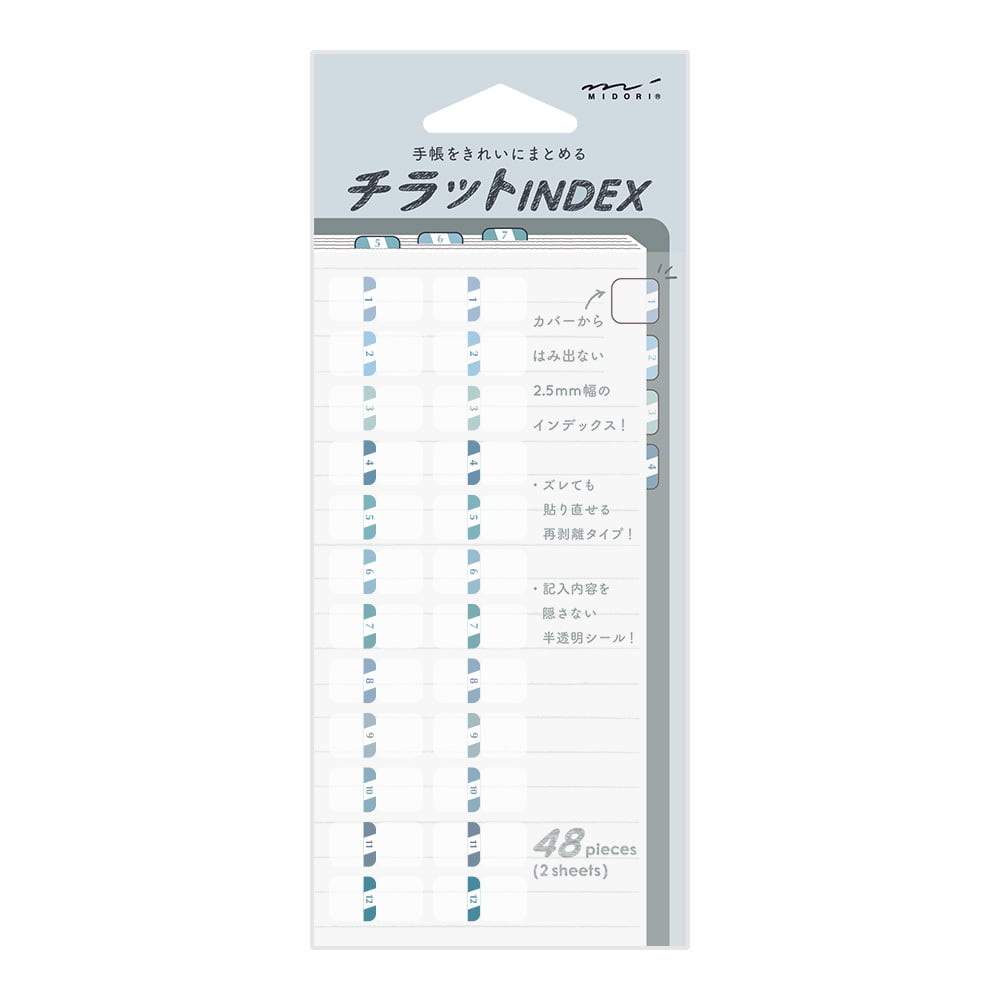 Midori Index Label S Chiratto Numbers Blue