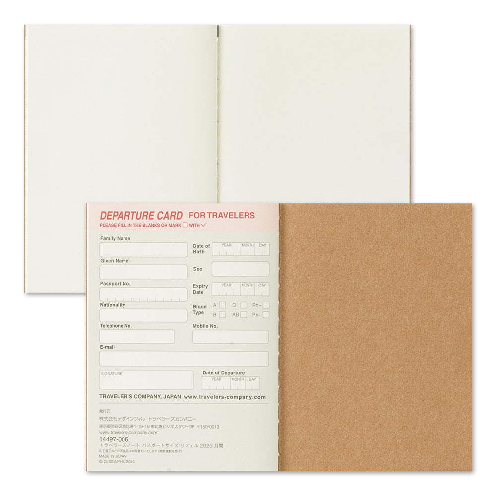 Traveler's Notebook 2026 Monthly Diary Passport Size