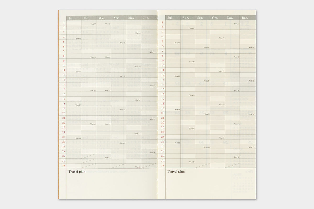 Traveler's Notebook 2027 Monthly Diary Regular Size