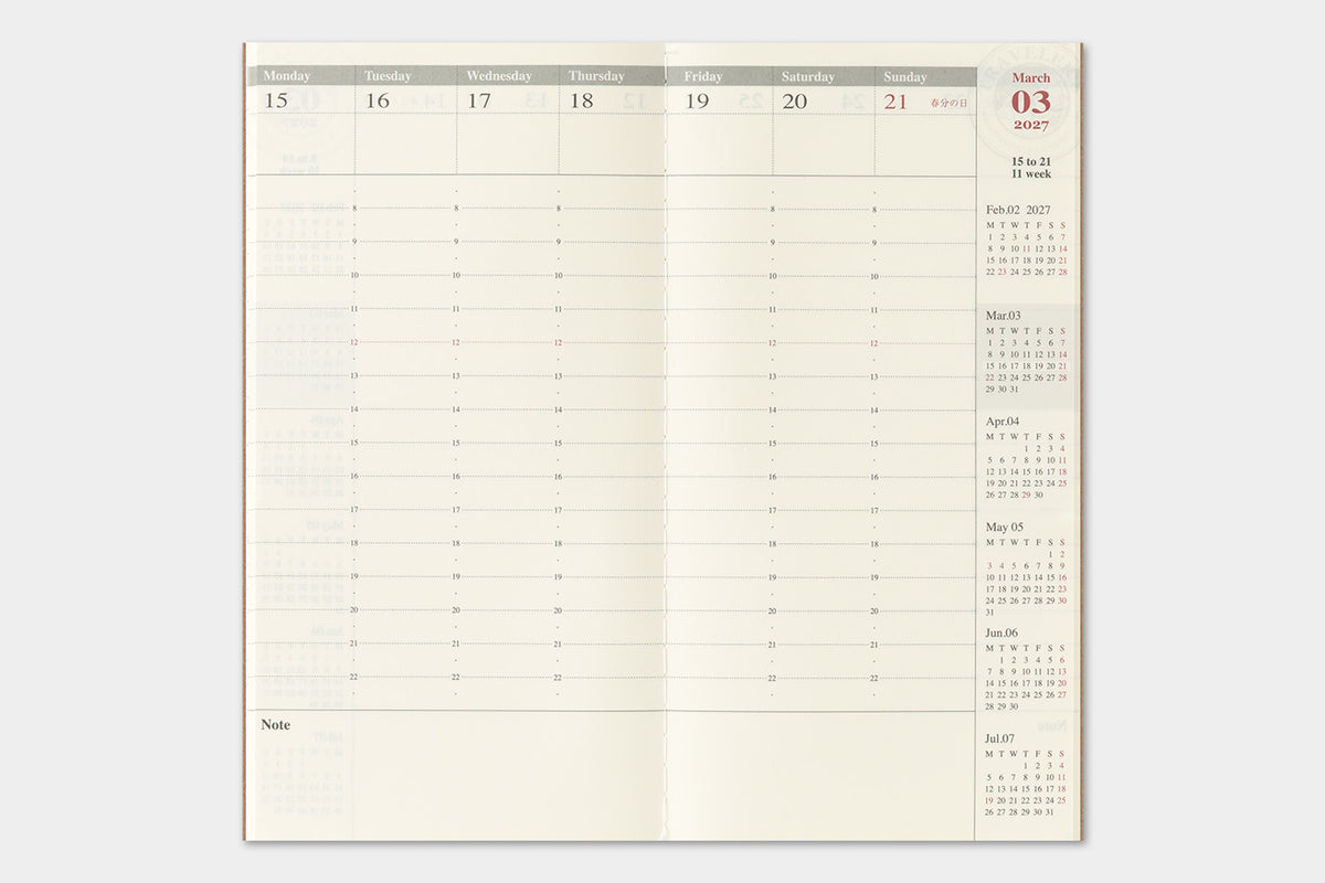 Traveler's Notebook 2027 Weekly Vertical Diary Regular Size