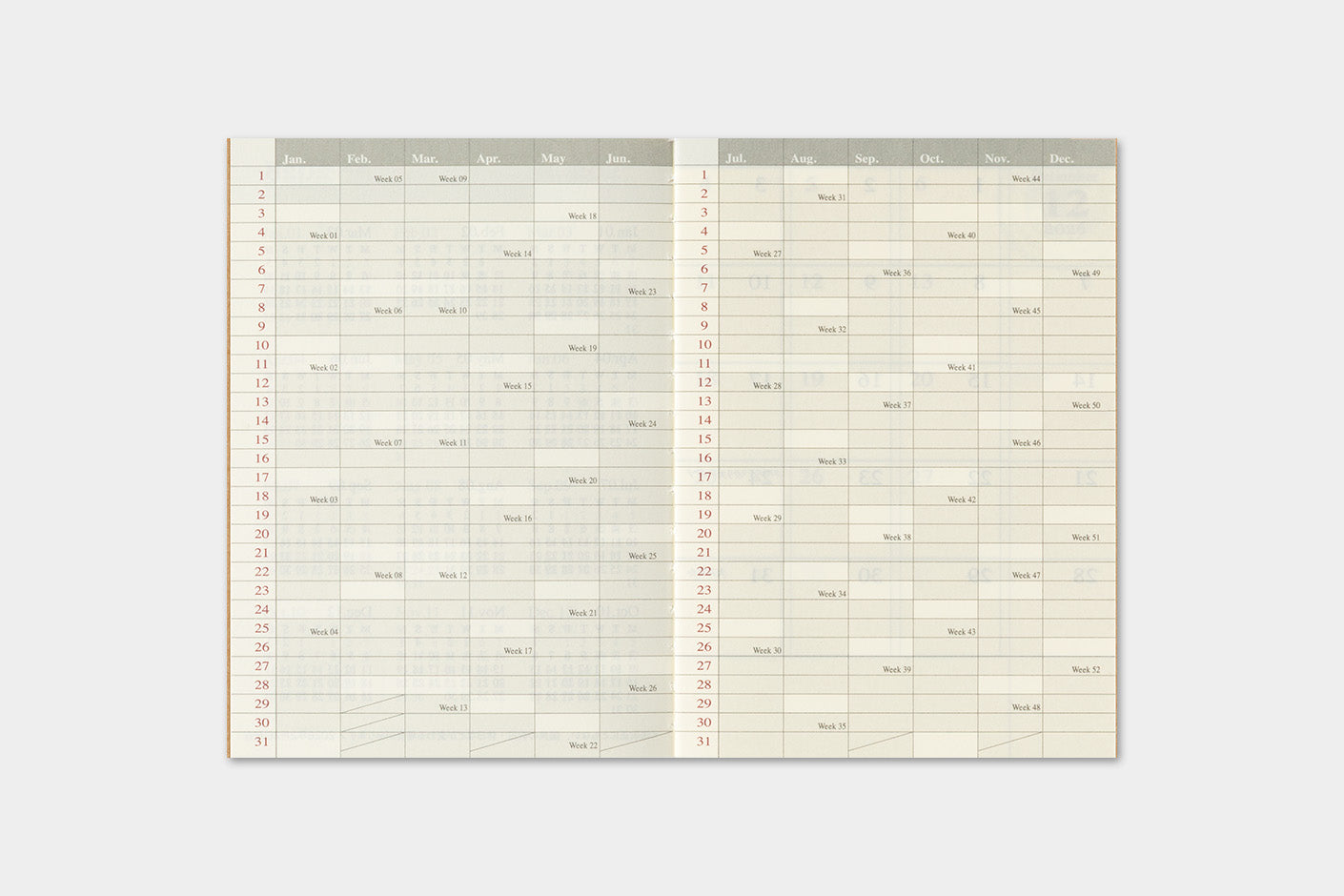 Traveler's Notebook 2027 Monthly Diary Passport Size