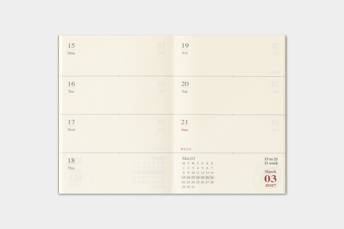 Traveler's Notebook 2027 Weekly Diary Passport Size