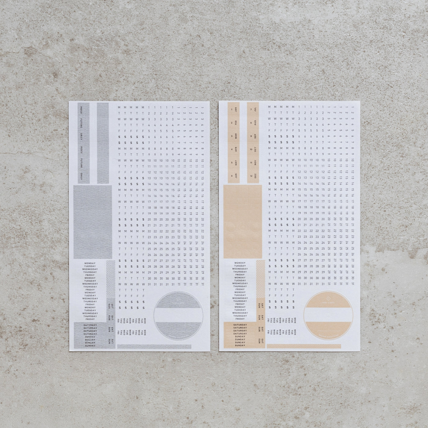 Take a Note "RECORD" - CALENDAR, MONTHLY DAILY BULLET JOURNAL WASHI STICKERS (2 sheets)