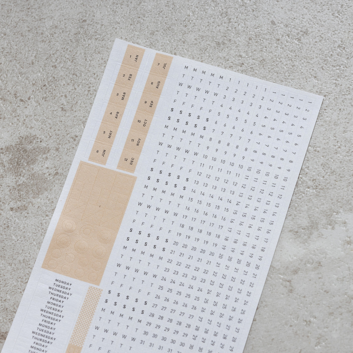 Take a Note "RECORD" - CALENDAR, MONTHLY DAILY BULLET JOURNAL WASHI STICKERS (2 sheets)