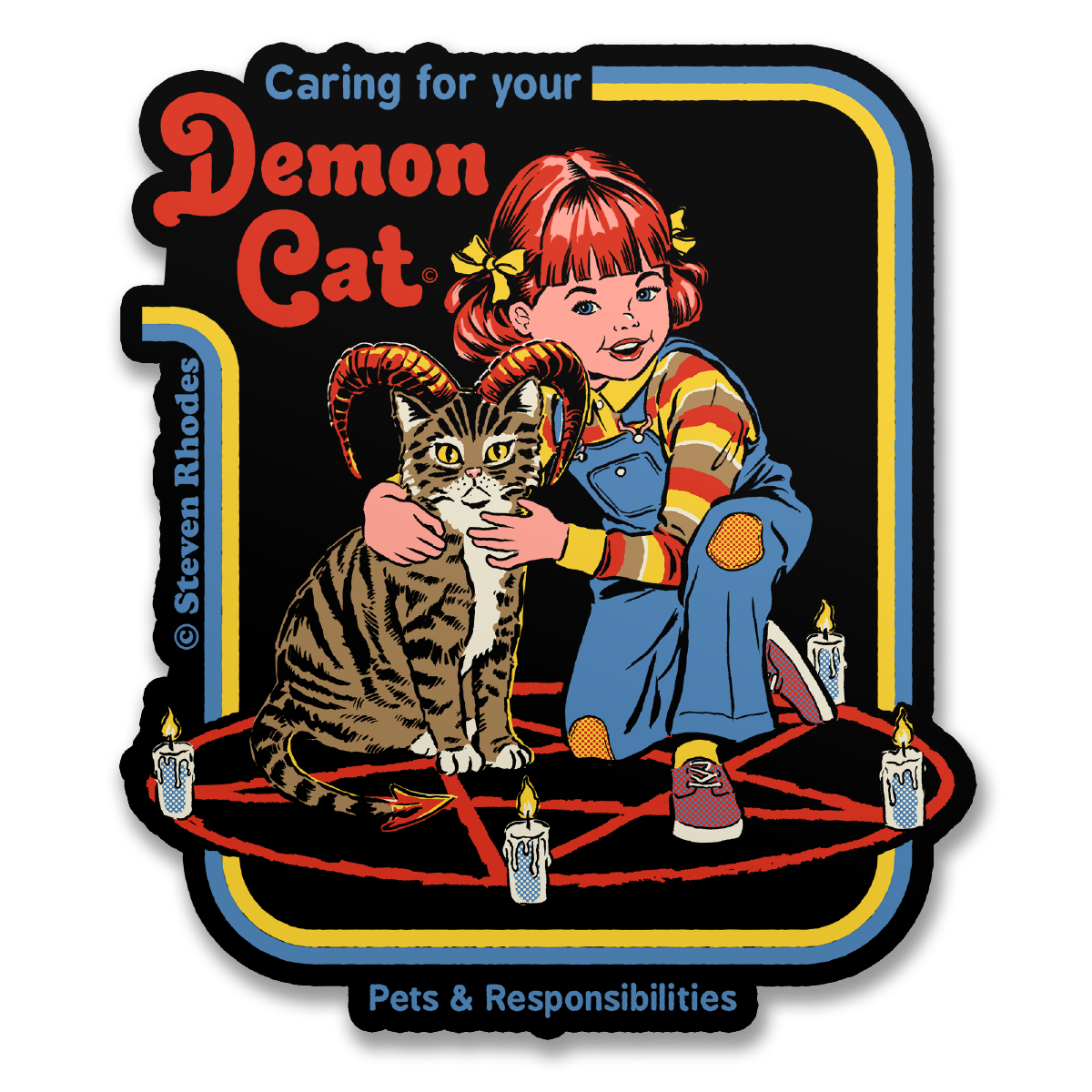 Steven Rhodes Vinyl Sticker Caring For Your Demon Cat