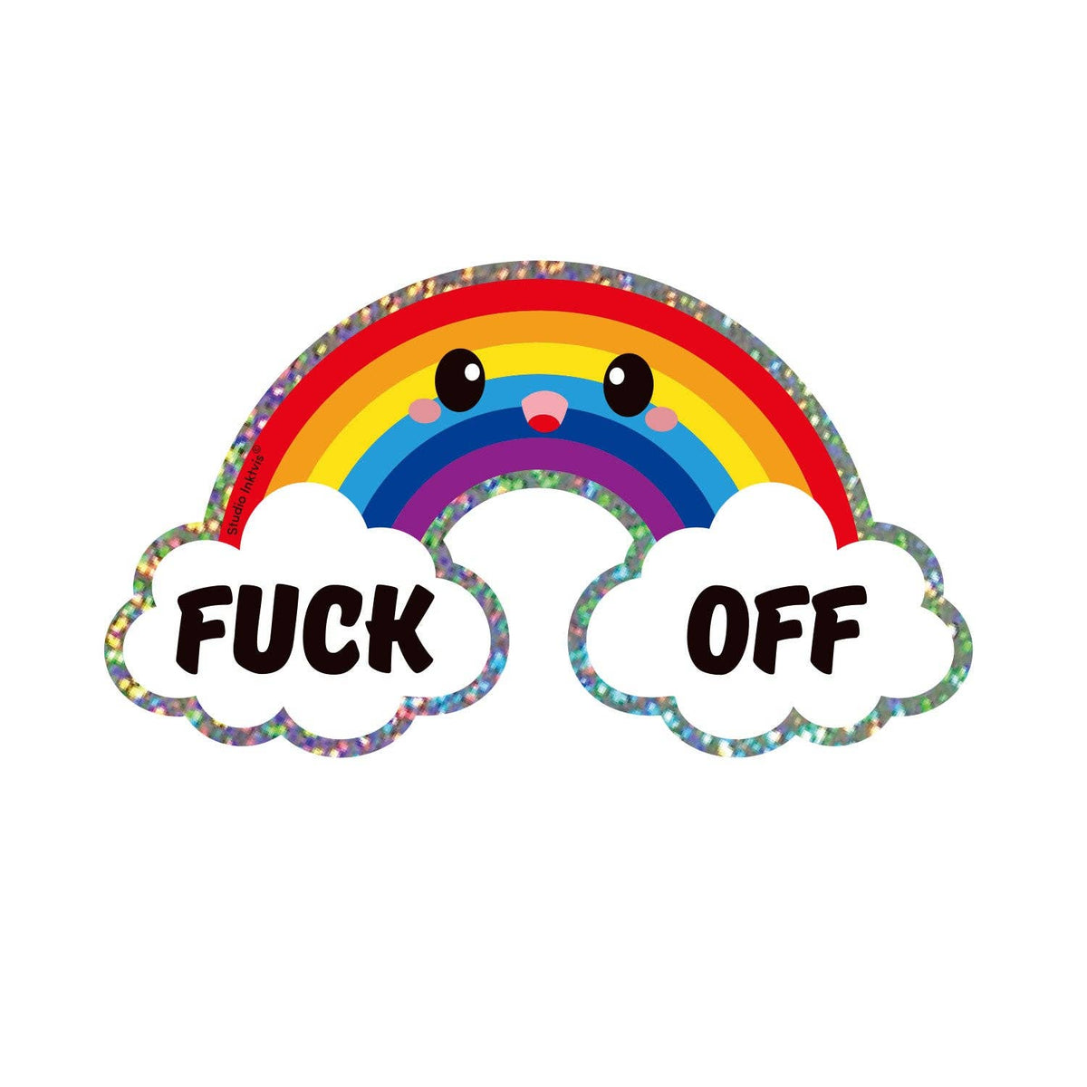 Glitter Sticker Rainbow Fuck Off