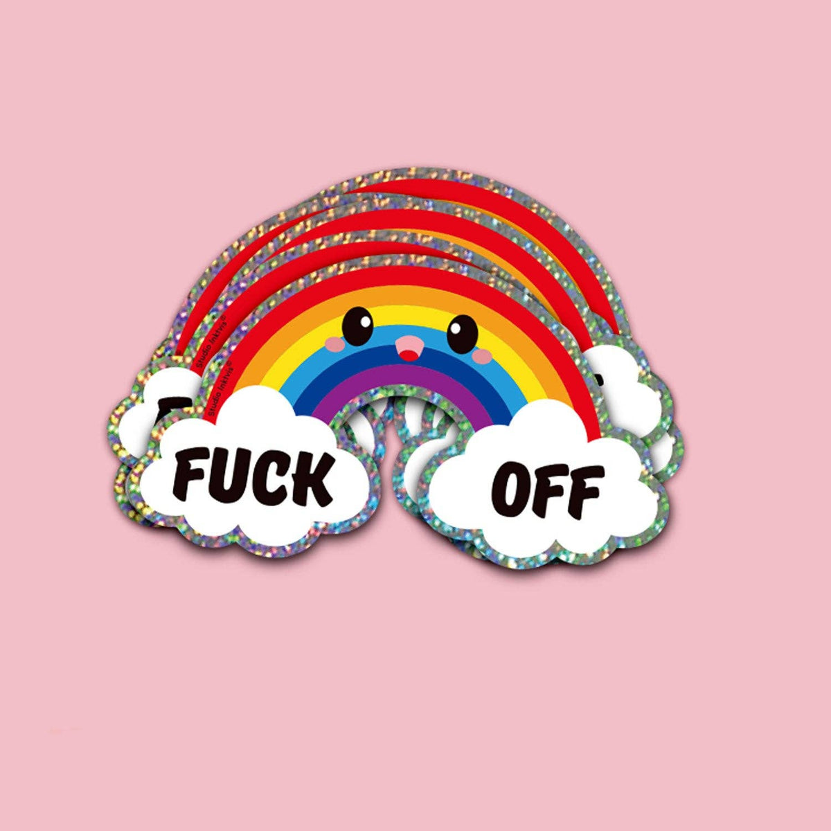 Glitter Sticker Rainbow Fuck Off