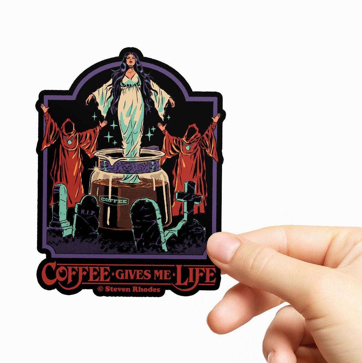 Steven Rhodes Vinyl Sticker Coffee Gives Me Life