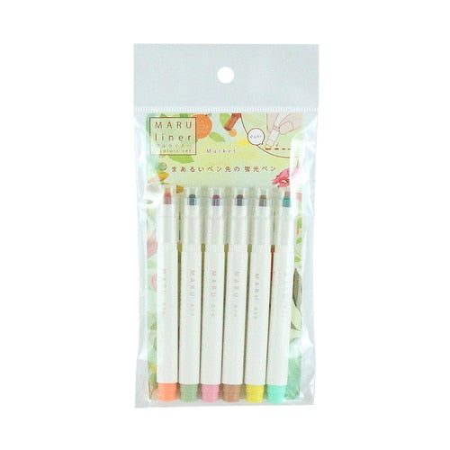 MARU Liner Dot Marker Highlighter Market 6 Color Set