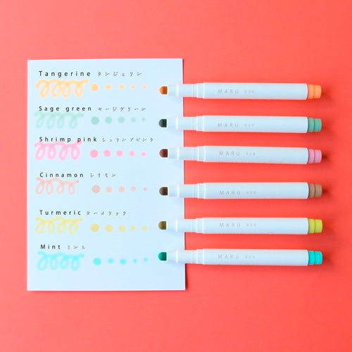 MARU Liner Dot Marker Highlighter Market 6 Color Set