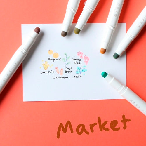 MARU Liner Dot Marker Highlighter Market 6 Color Set