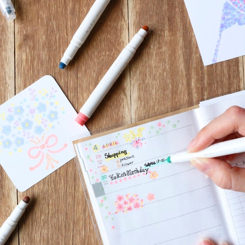 MARU Liner Dot Marker Highlighter Market 6 Color Set