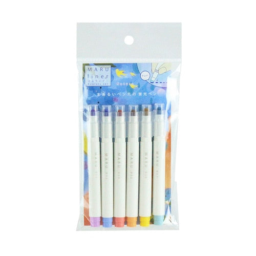 MARU Liner Dot Market Highlighter Nature 6 Color Set