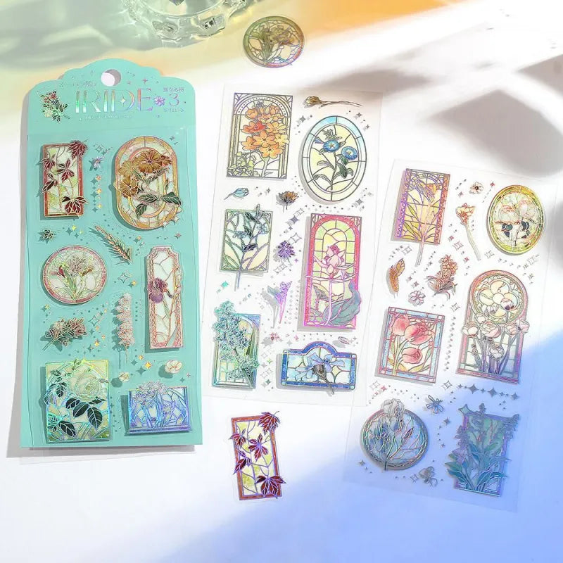 IRIDE Seal Stickers Stained Glass 3 sheets