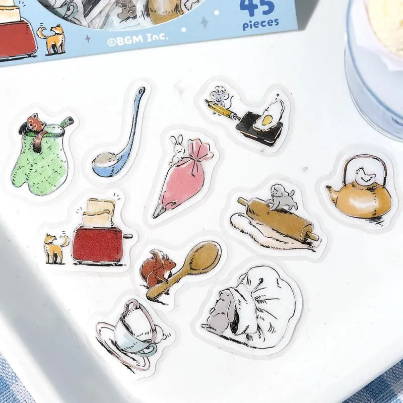 Flake Seal Stickers Mini Animals Cooking