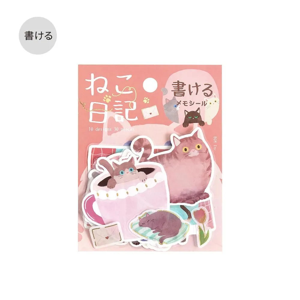 Cat Diary Memo Stickers Pink