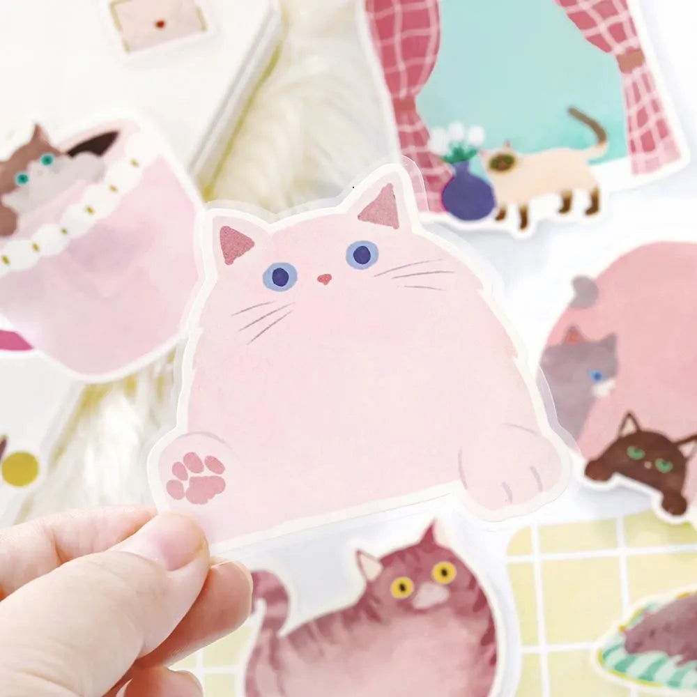 Cat Diary Memo Stickers Pink