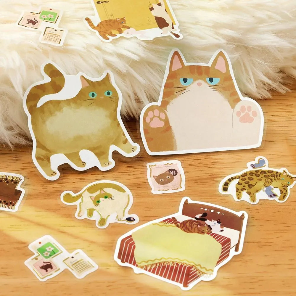Cat Diary Memo Stickers Yellow