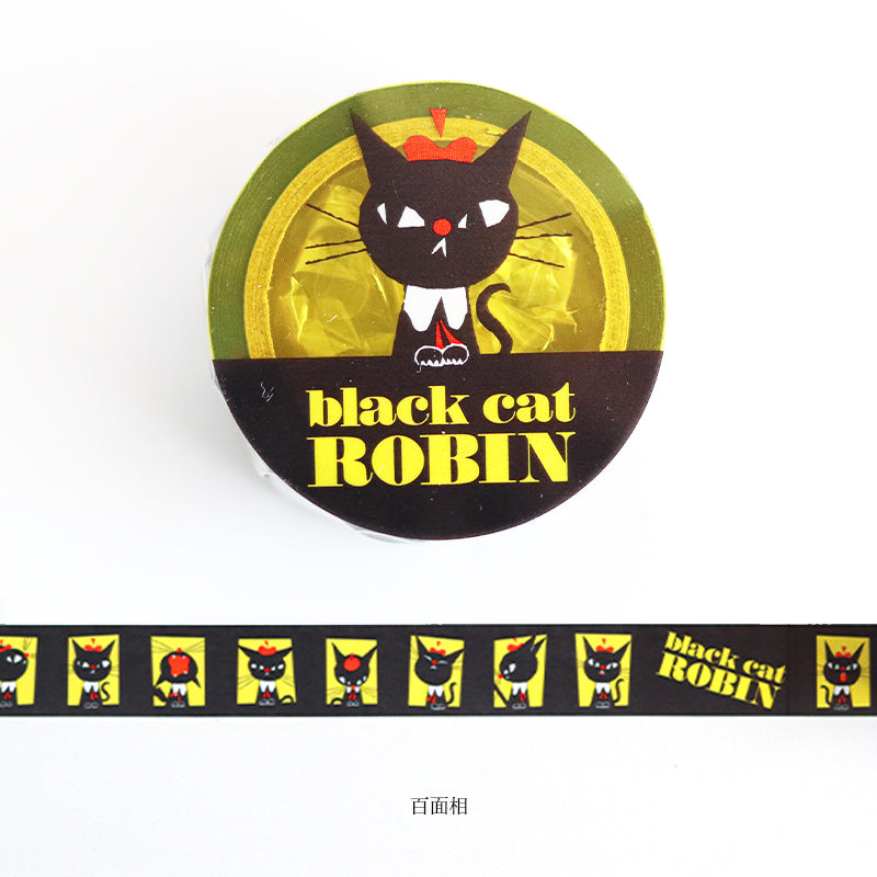 Black Cat Robin Transparent Tape Hyakumensho