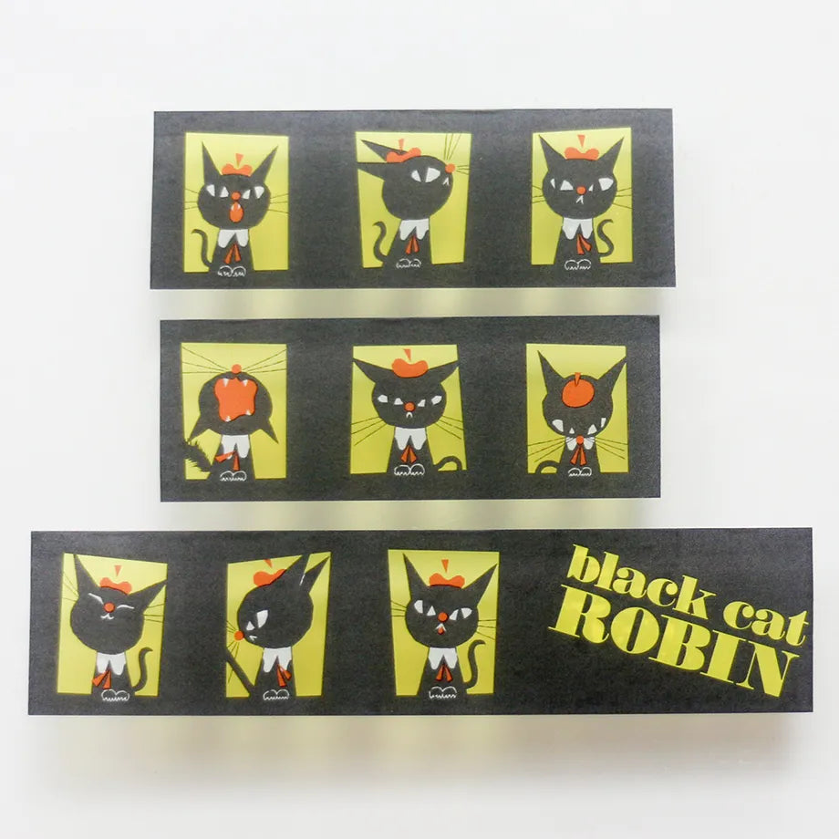 Black Cat Robin Transparent Tape Hyakumensho