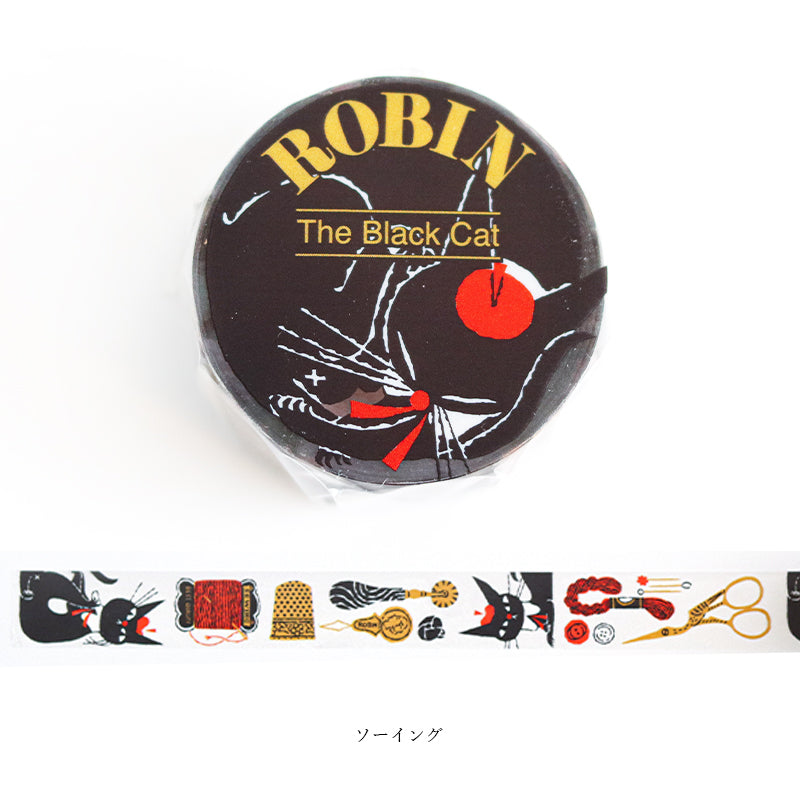 Black Cat Robin Transparent Tape Sewing