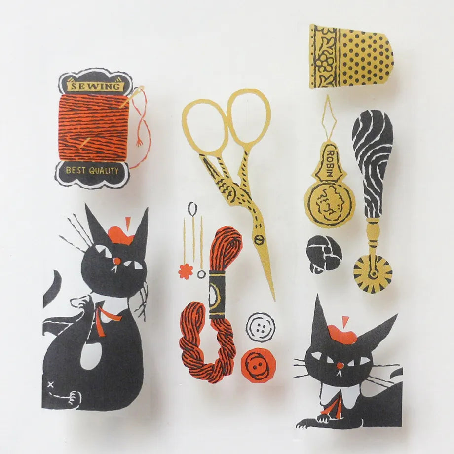 Black Cat Robin Transparent Tape Sewing