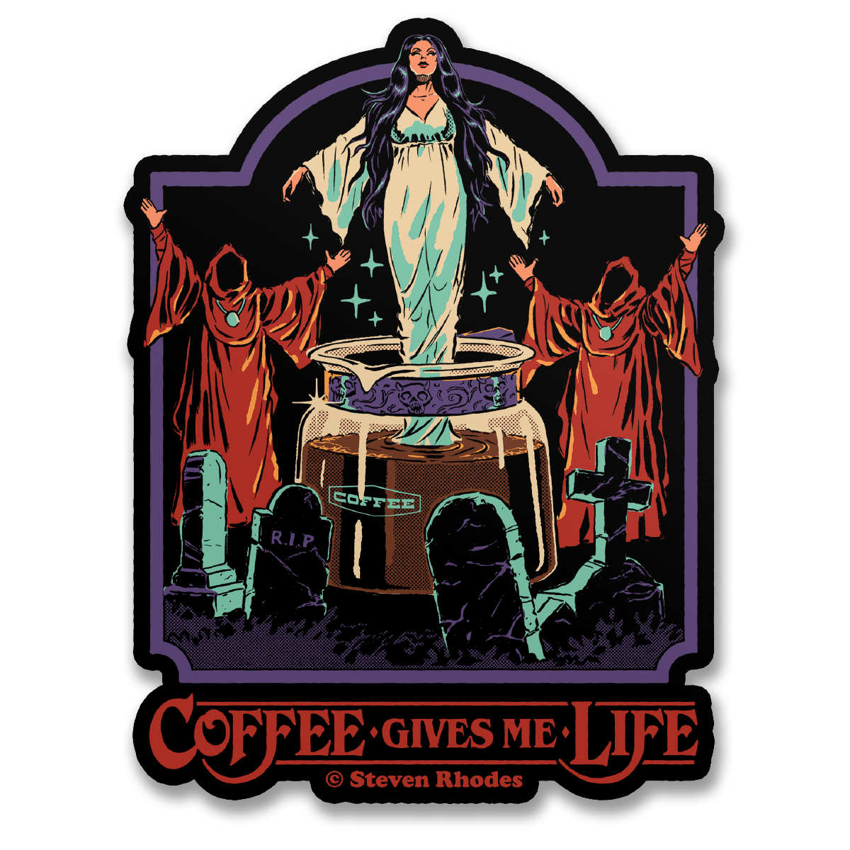 Steven Rhodes Vinyl Sticker Coffee Gives Me Life