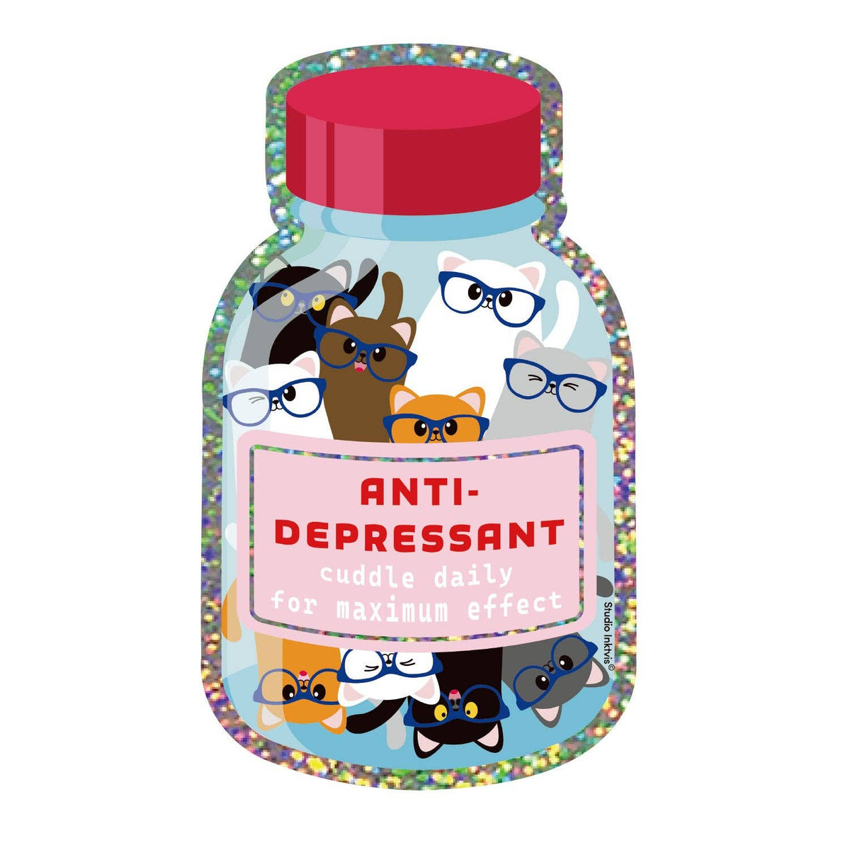 Glitter Sticker Anti-Depressant Cuddle Daily Cats