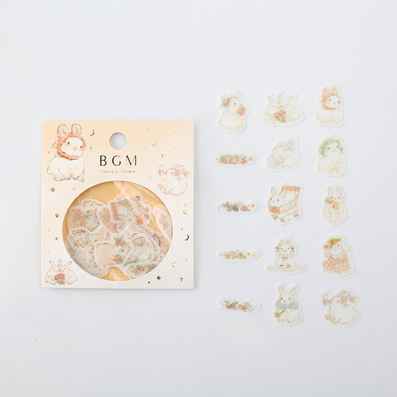 BGM Washi Sticker Flakes Bunny Foil