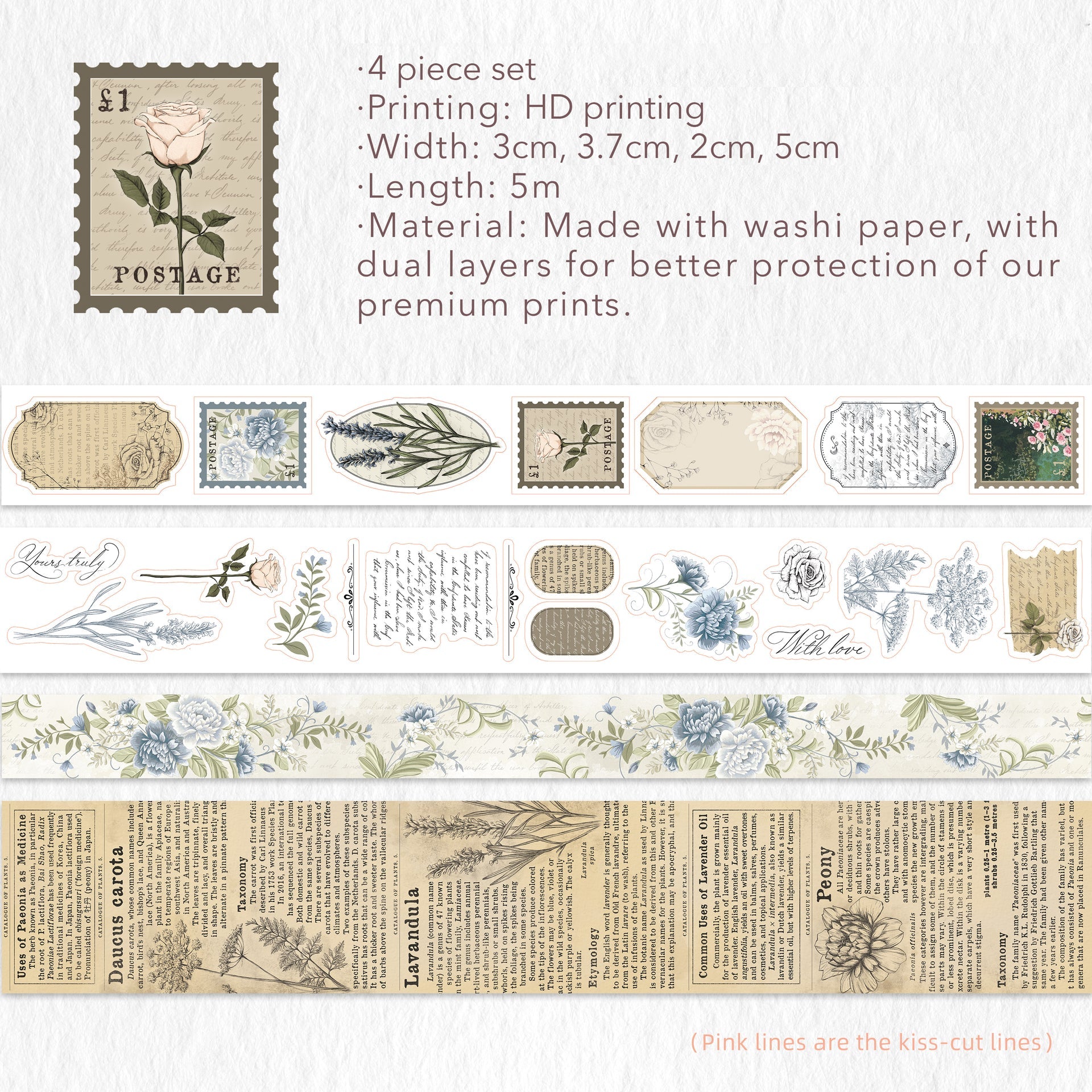 Petals & Parchment Washi Tape Sticker Set