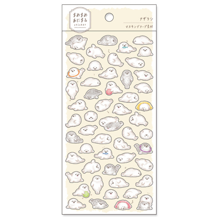 Mind Wave Sticker Mamemame Animal Seal  Adorable washi stickers featuring cute and playful seals. Perfect for sprucing up planners, cards, and papercraft projects, these stickers add a touch of cuteness to any project.