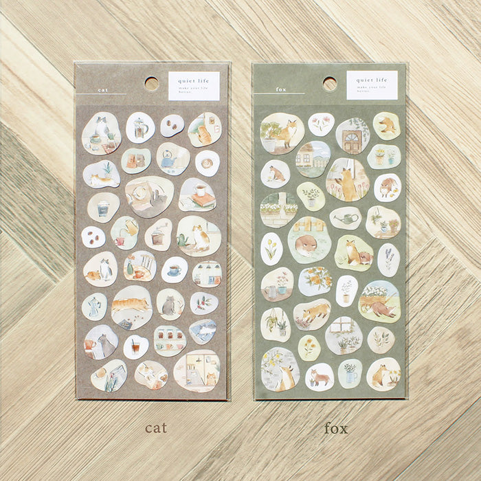 Mind Wave Sticker Quiet Life Cat  Adorable washi stickers featuring cute cats. Perfect for sprucing up planners, cards, and papercraft projects, these stickers add a touch of cuteness to any project.