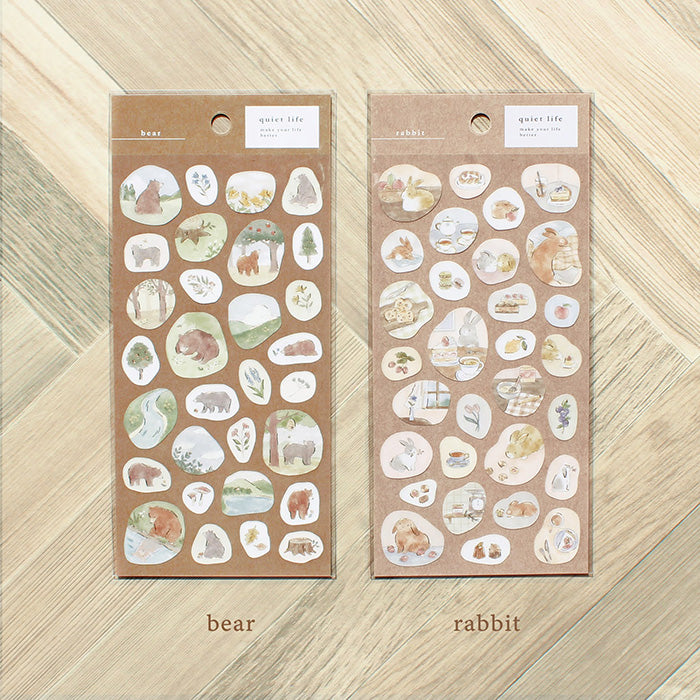 Mind Wave Sticker Quiet Life Bear  Adorable washi stickers featuring cute bears. Perfect for sprucing up planners, cards, and papercraft projects, these stickers add a touch of cuteness to any project.