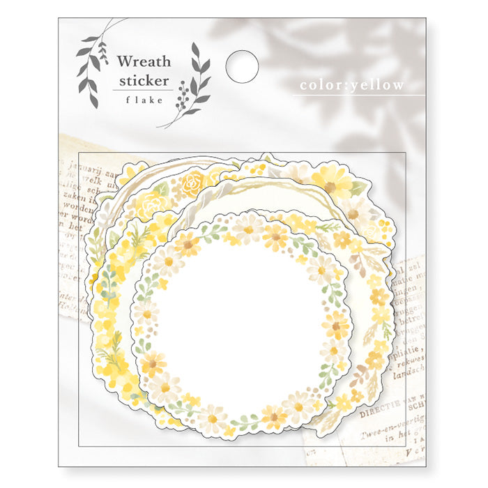 Mind Wave Wreath Sticker Flake Frames Yellow  These writable label stickers are perfect for decorating your notebook and planner or adding a personal touch to your other papercraft projects. 