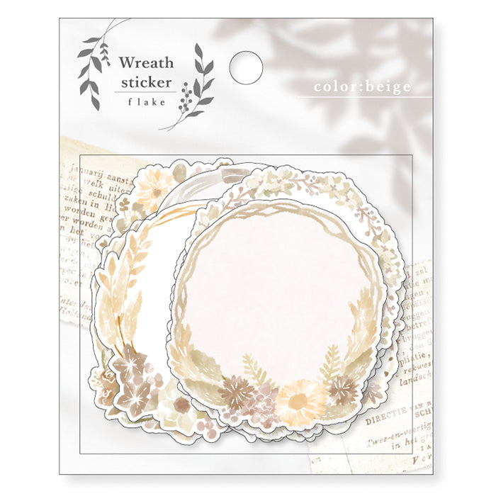 Mind Wave Wreath Sticker Flake Frames Beige  These writable label stickers are perfect for decorating your notebook and planner or adding a personal touch to your other papercraft projects. 