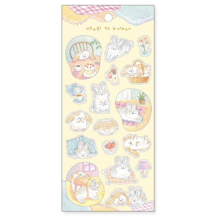 Mind Wave Sticker Usagi To Kurasu Stickers  Adorable paper stickers featuring bunnies. Perfect for sprucing up planners, cards, and papercraft projects, these stickers add a touch of cuteness to any project.