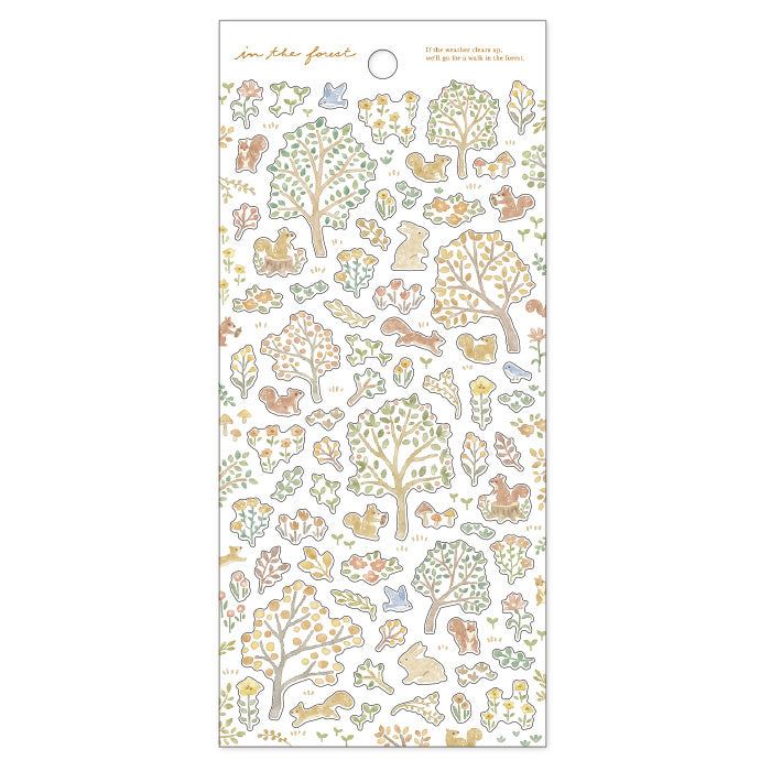 Mind Wave In The Forest Stickers Squirrel  Cute forest themed stickers. These Japanese stickers are perfect for planners, notebooks, and other papercraft projects. 