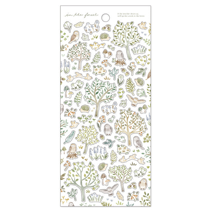 Mind Wave In The Forest Stickers Owl  Cute forest themed stickers. These Japanese stickers are perfect for planners, notebooks, and other papercraft projects. 