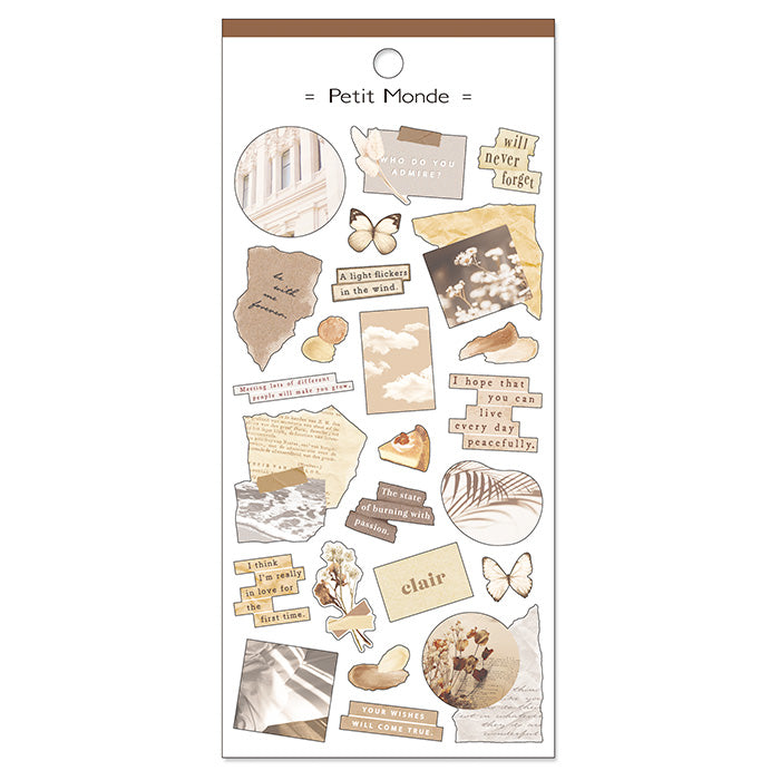 Mind Wave Collage Beige Petite Monde Sticker  These Japanese stickers are perfect for planners, notebooks, and other papercraft projects. 