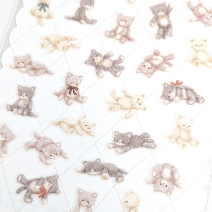 Mind Wave Plush Sticker Neko Cat  Cute toy themed stickers. These Japanese stickers are perfect for planners, notebooks, and other papercraft projects. 