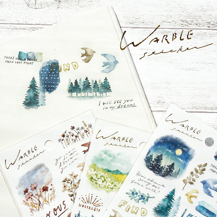 Mind Wave Warble Stickers Blue  Illustrated stickers that look like paintings. Beautiful transparent finish.