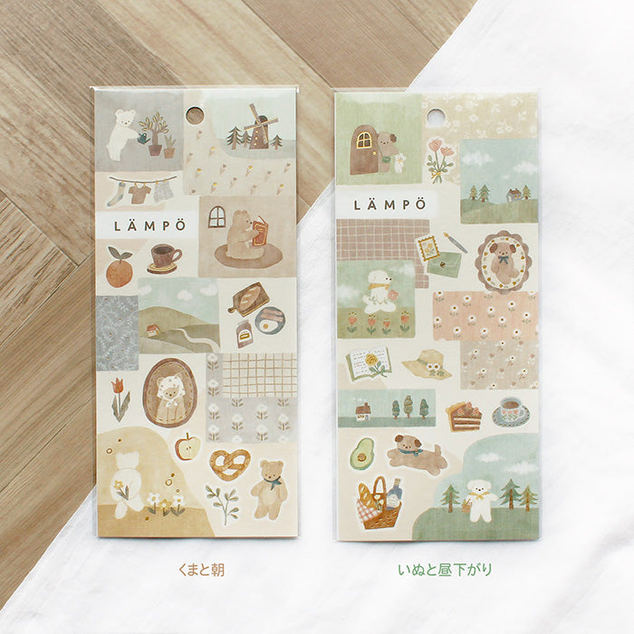 Mind Wave LÄMPÖ Sticker Morning With a Bear  Cute stickers. These Japanese stickers are perfect for planners, notebooks, and other papercraft projects. 