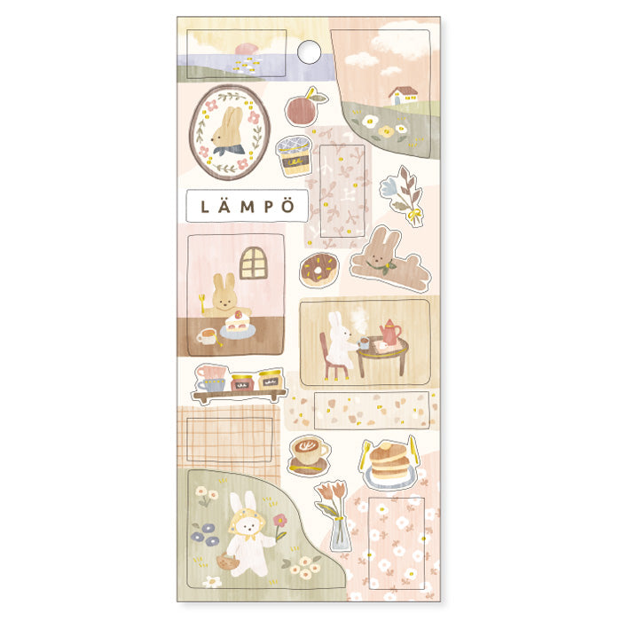 Mind Wave LÄMPÖ Sticker Rabbit and Sunset  Cute stickers. These Japanese stickers are perfect for planners, notebooks, and other papercraft projects. 