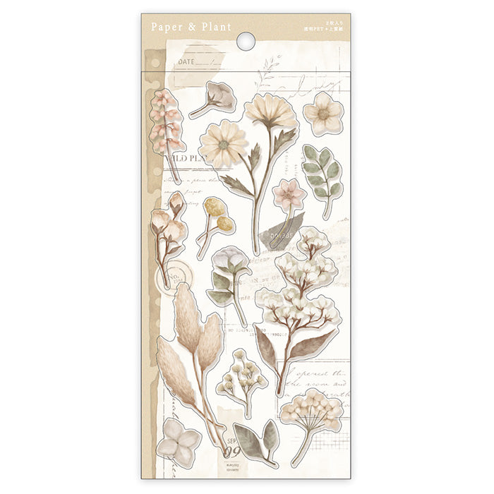 Mind Wave Paper and Plant Sticker Beige  These Japanese stickers are perfect for planners, notebooks, and other papercraft projects. 